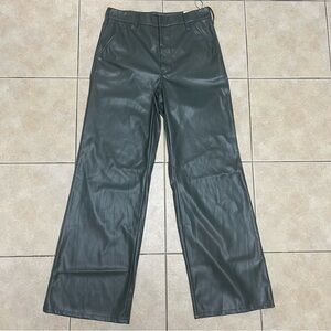 Mother Faux Leather Women’s High Rise Pleated Wide Leg Pants Gray Size 29